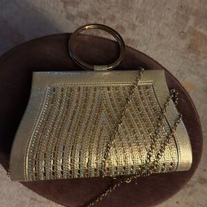 Gold chain purse.
